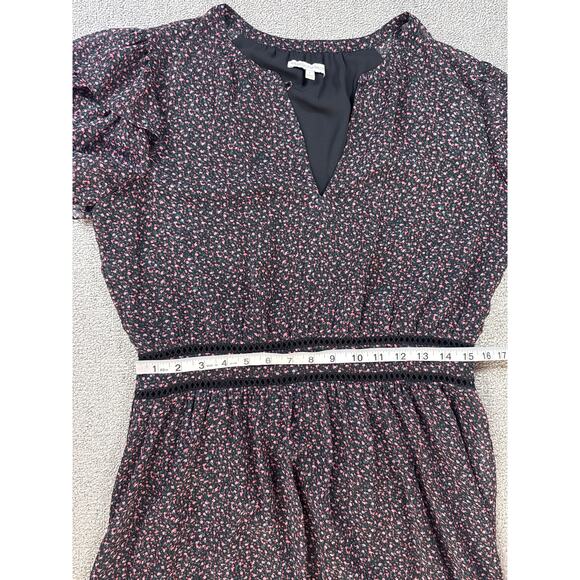 Rebecca Minkof Dress Ditsy Floral Tiered Maxi Prairie Cottagecore Black Sz Large - Picture 9 of 11